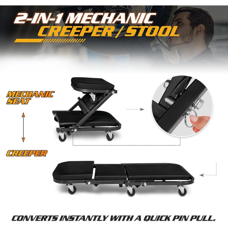 Folding car repair bed 36 inch - Garage Creeper Roller 评论和价格