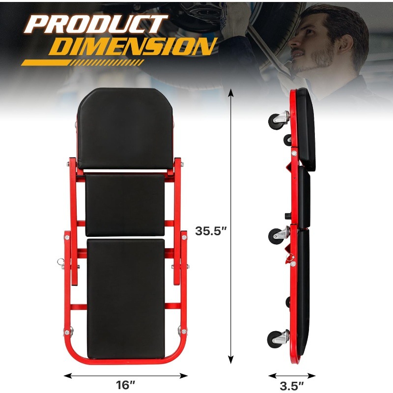 Red reclining dual-purpose fol - Garage Creeper Roller 评论和价格