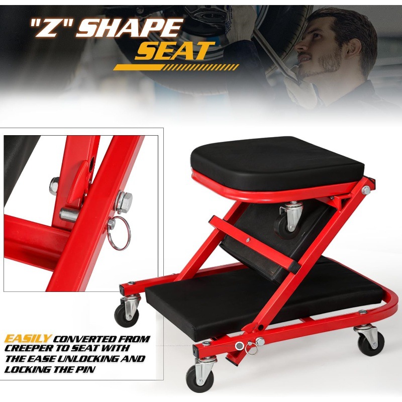 Red reclining dual-purpose fol - Garage Creeper Roller 评论和价格