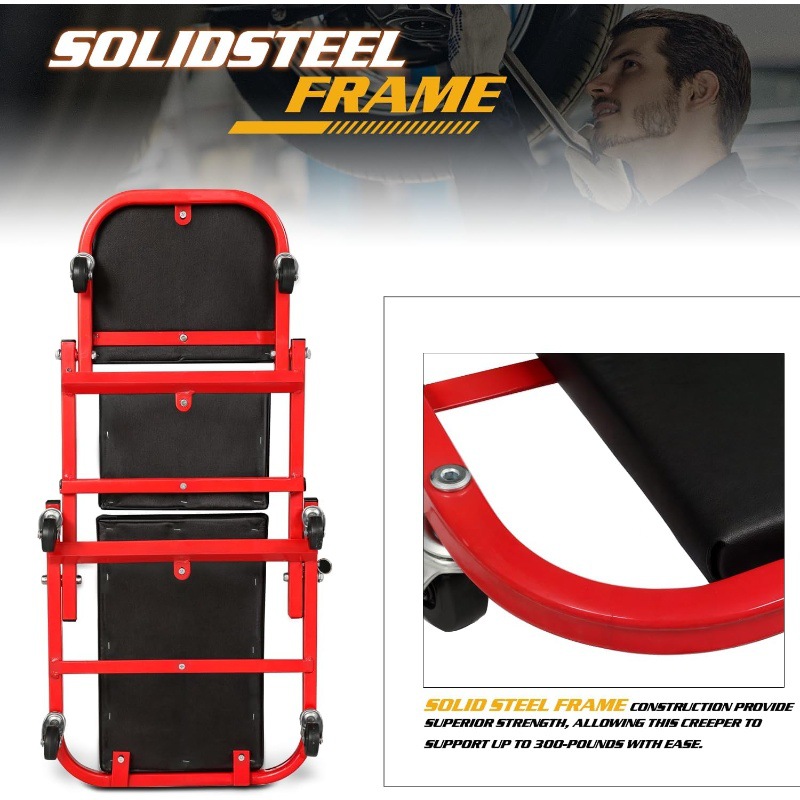 Red reclining dual-purpose fol - Garage Creeper Roller 评论和价格